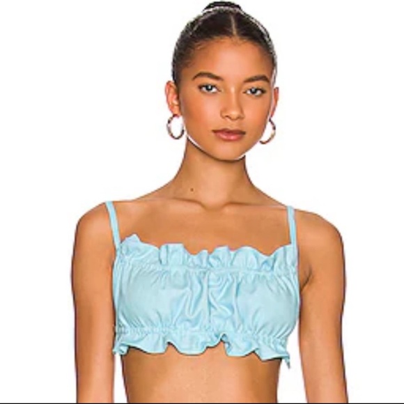OW Collection Iris Tube Top Coral Blue Large Tie Back Large - Picture 6 of 7